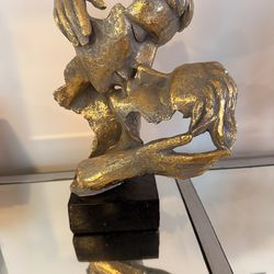 Gold & Black Romantic Couple Sculpture Modern Decor Accent