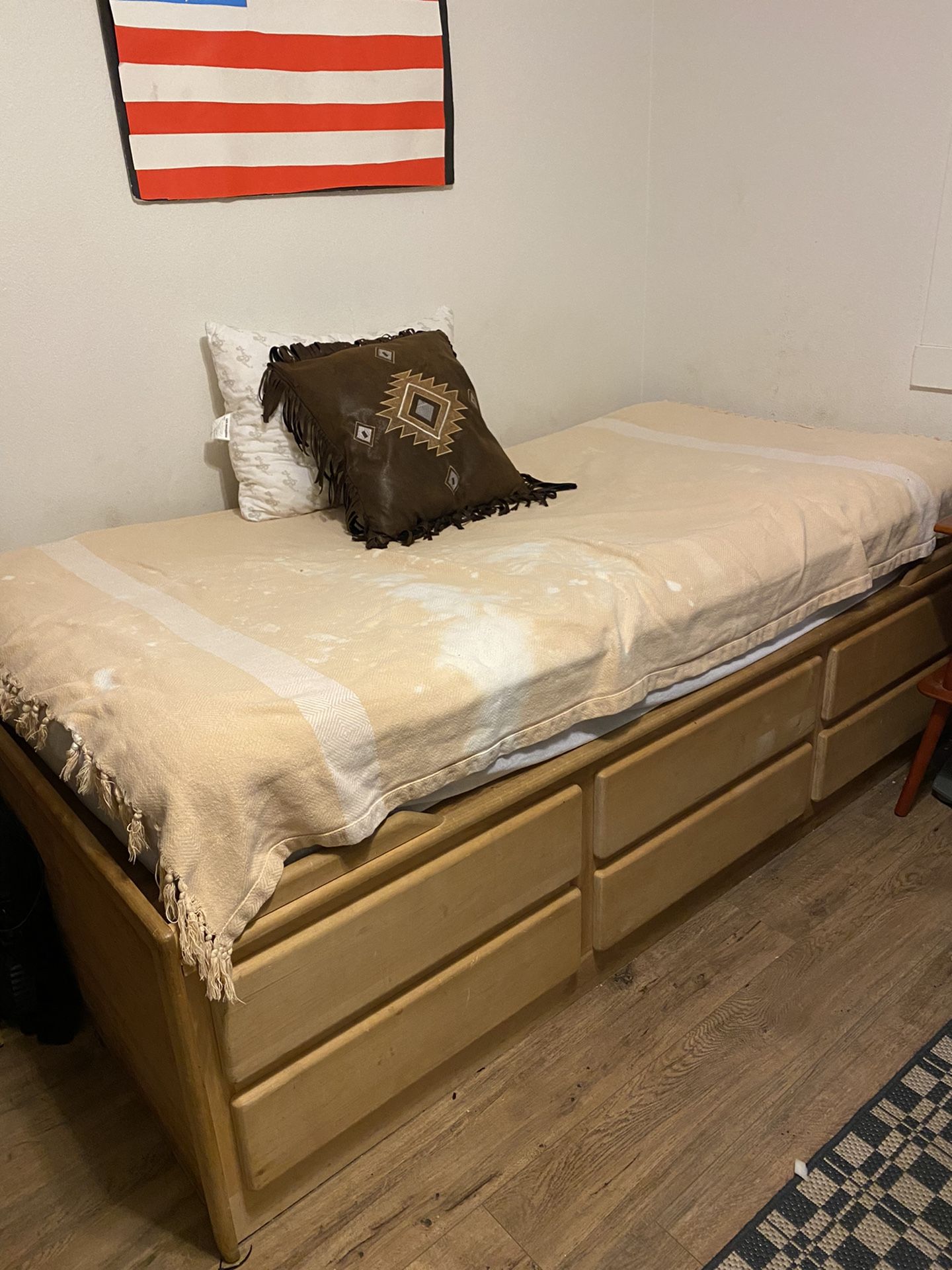 Awesome Twin Bed W 6 drawers No Mattress- Pending