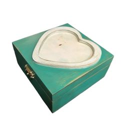 Caja de Madera Vintage con Marco de Corazón para Foto - Caja de Almacenamiento Hecha a Mano