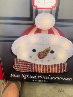 Trim A Home 14in Lighted Tinsel Snowman