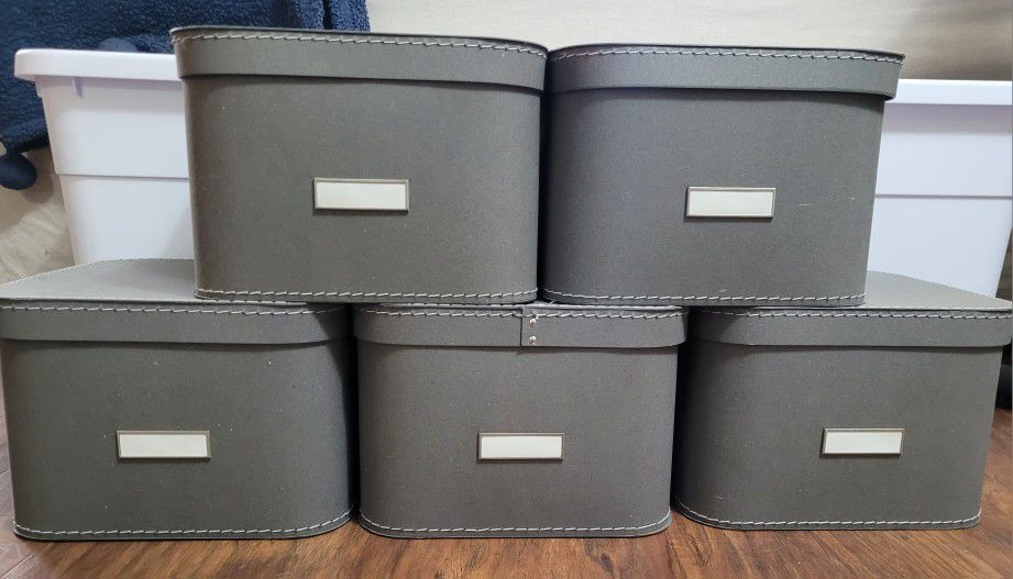 Five Storage Boxes - Grey