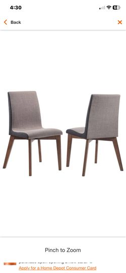 Set of 2 Redbridge Dining/Accent Chairs with the Natural Walnut Wood Base And  Curved Back