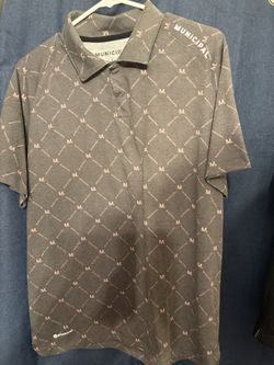 Men's Gray Municipal Logo-Print Polo Large