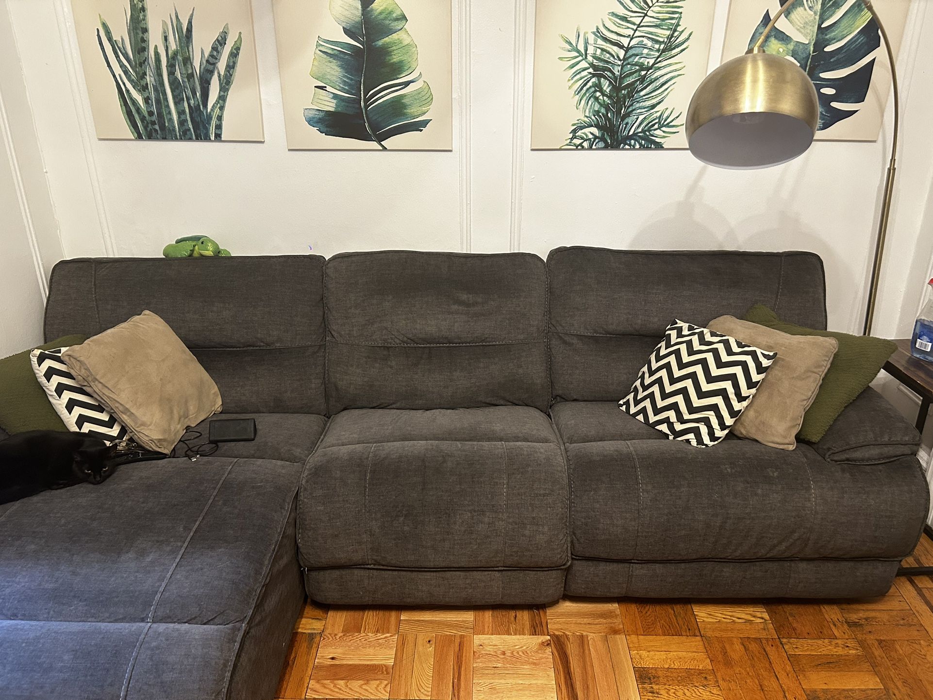 Power Reclining Sectional Couch – USB Ports – 113” Wide – Pickup Only