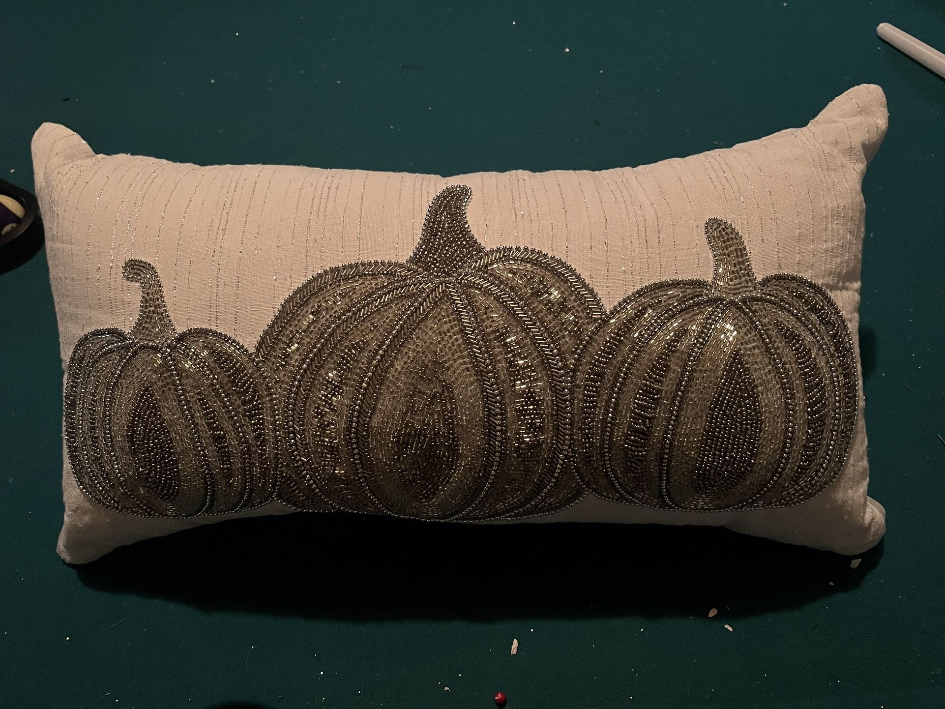 Fall Pumpkin Sparkle Throw Pillow