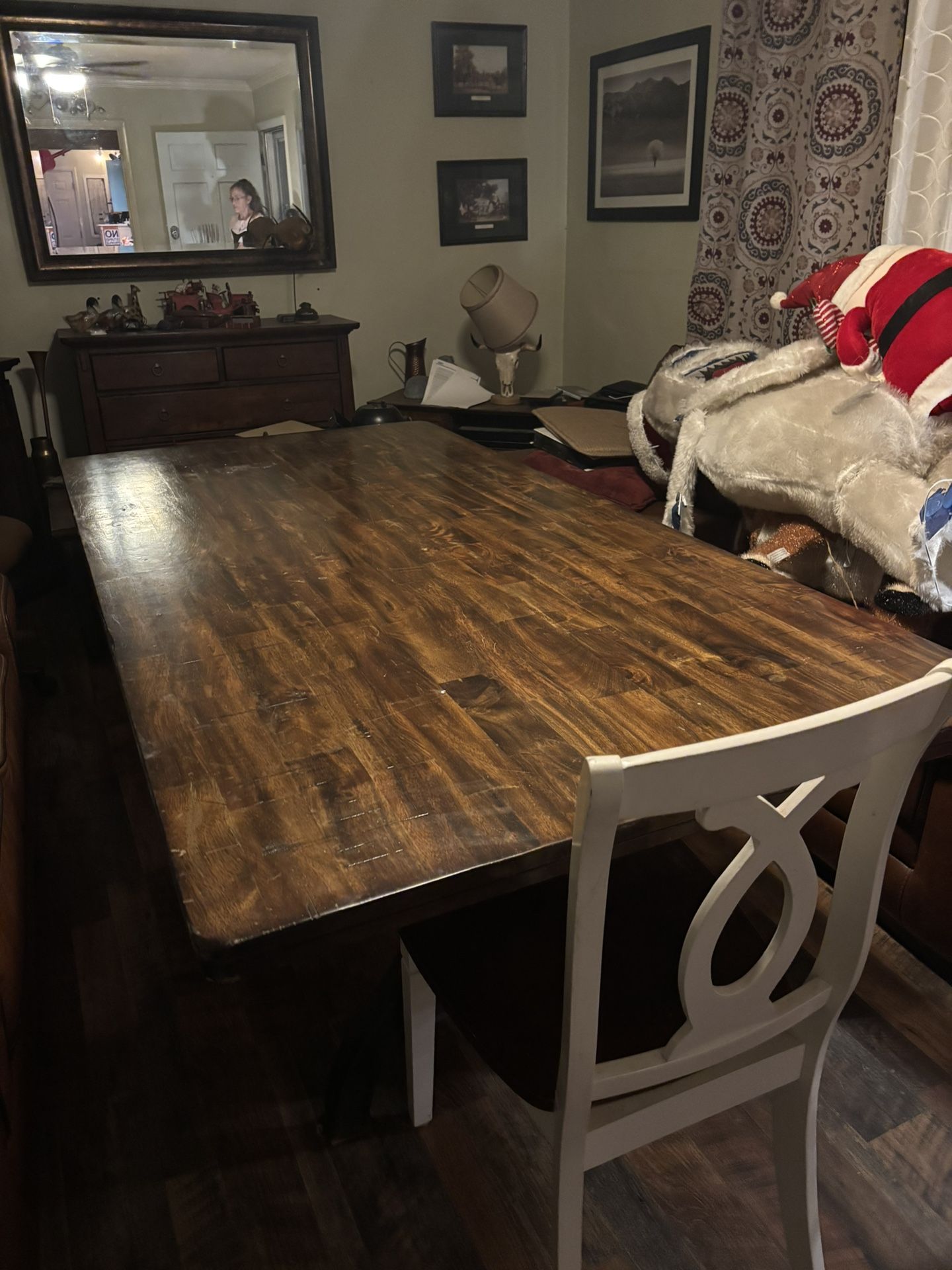 Large Dining Wood Table With Iron Base