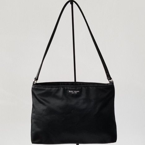VTG Kate Spade Original Solid Black Nylon Shoulder Bag Purse