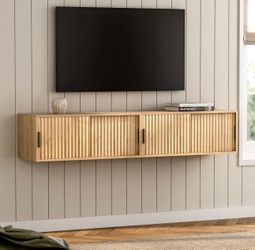 Set of 2- Floating Modern Fluted TV Stands