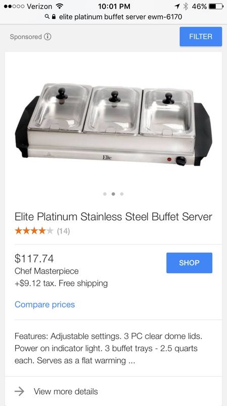 Elite Platinum Buffet Server / Warming Tray