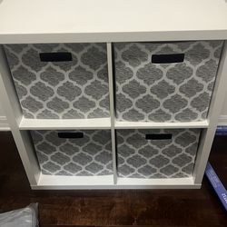 Wood storage cabinet with four cubicals