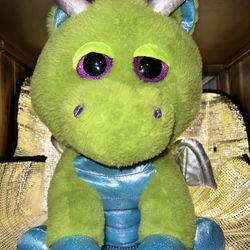 Russ Kellytoy Li’l Peepers Green Glitter Dragon Plush Stuffed Toy,  - Green, 16”