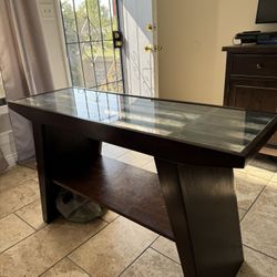 Wooden Glass Console Table / Mueble de madera