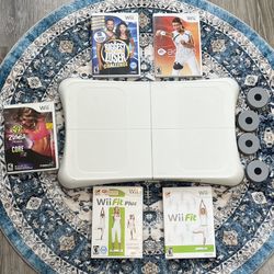 Wii 5 Games Zumba Fit Plus Active Biggest Loser Balance Board 4 Foot Pads