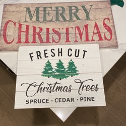 2 Wooden Christmas Signs
