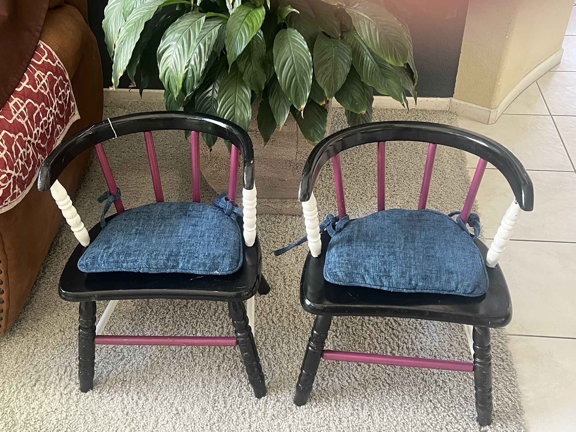 Pair Of Wooden Children’s Chairs 