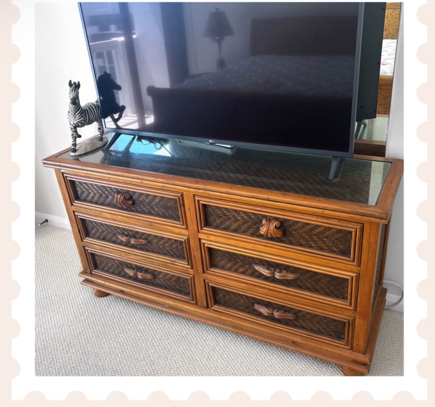 Wood And Bamboo 6 Drawer Dresser