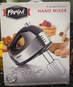 Parini 5 Speed Electric Hand Mixer with Storage Case & Attachments
