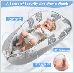 Baby Lounger - Baby Lounger for Newborn 0-24 Months, Breathable and Soft Cotton Cover Baby Nest, Portable Cozy Tummy Time Lounger for Home and Travel,