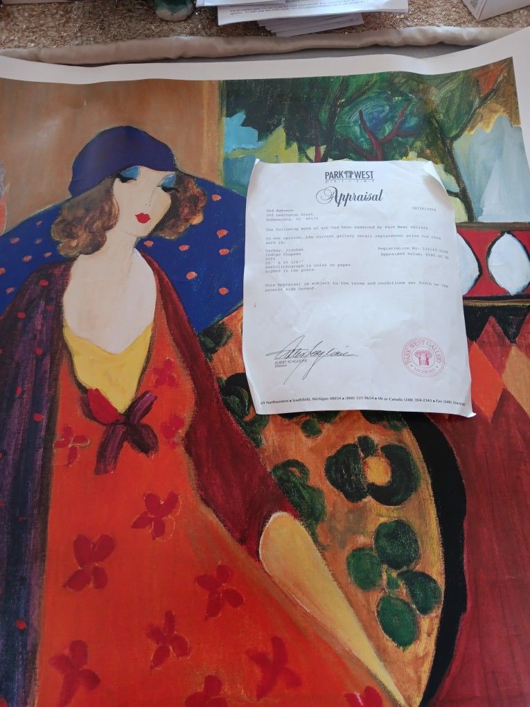 Itzchak Tarkey "Indigo Chapeau" Seriolithograph - Plate Signed