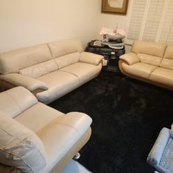 Tan leather Furniture..  sofa. Ioveseat and  chair.
