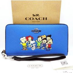COACH x PEANUTS Long Round Zip Wallet Snoopy & Friends 