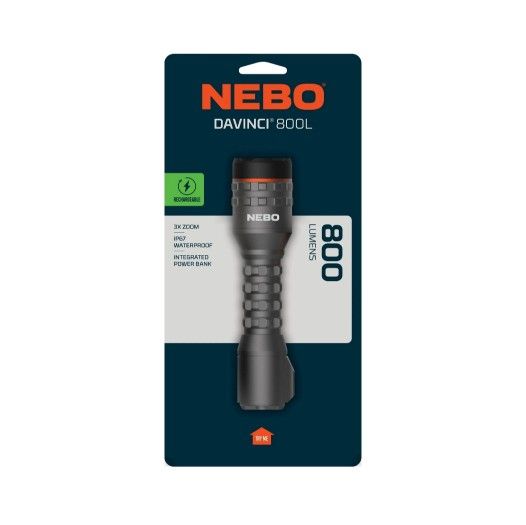 NEBO Davinci 800 Lumen LED Gray Rechargeable Handheld Flashlight