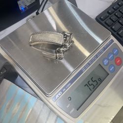 Solid 925 Silver Chino Link ID Bracelet | Greek Key Plate | Heavy 75.5g 14mm