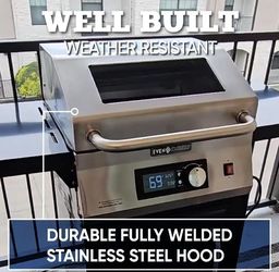 💝 Even Embers Outdoor Electric Grill in Black with Stainless Steel Lid and Control Panel top only