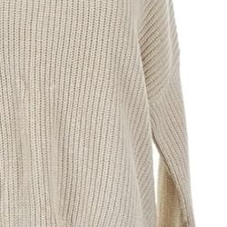 Kimchi blue women’s woven beige / ivory crew neck sweater with lace trim size m 
