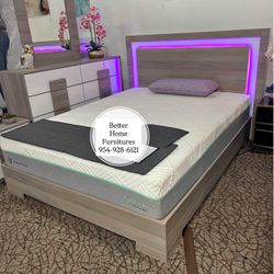 New Platform Bed With Led Lights- Finance Available $39 Down 