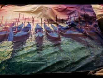 🔥 DIABLA'z - NEW UNUSED - BRAND NEW - Sailboats Row Boats Sunset Wall Tapestry Couch Throw Table Cover 59 x 79