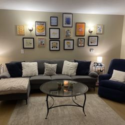 Grey/Blue Couch For Sale