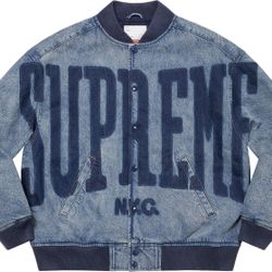 Supreme Washed Knockout Denim Varsity Jacket