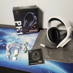 New Awinnasey 2.4GHz Wireless Gaming Headset W/ Wired Mode, 5.4 Bluetooth Wireless Gaming Headphones for PS5, PS4, PC, Switch, Mac, Computer, PS5 Head