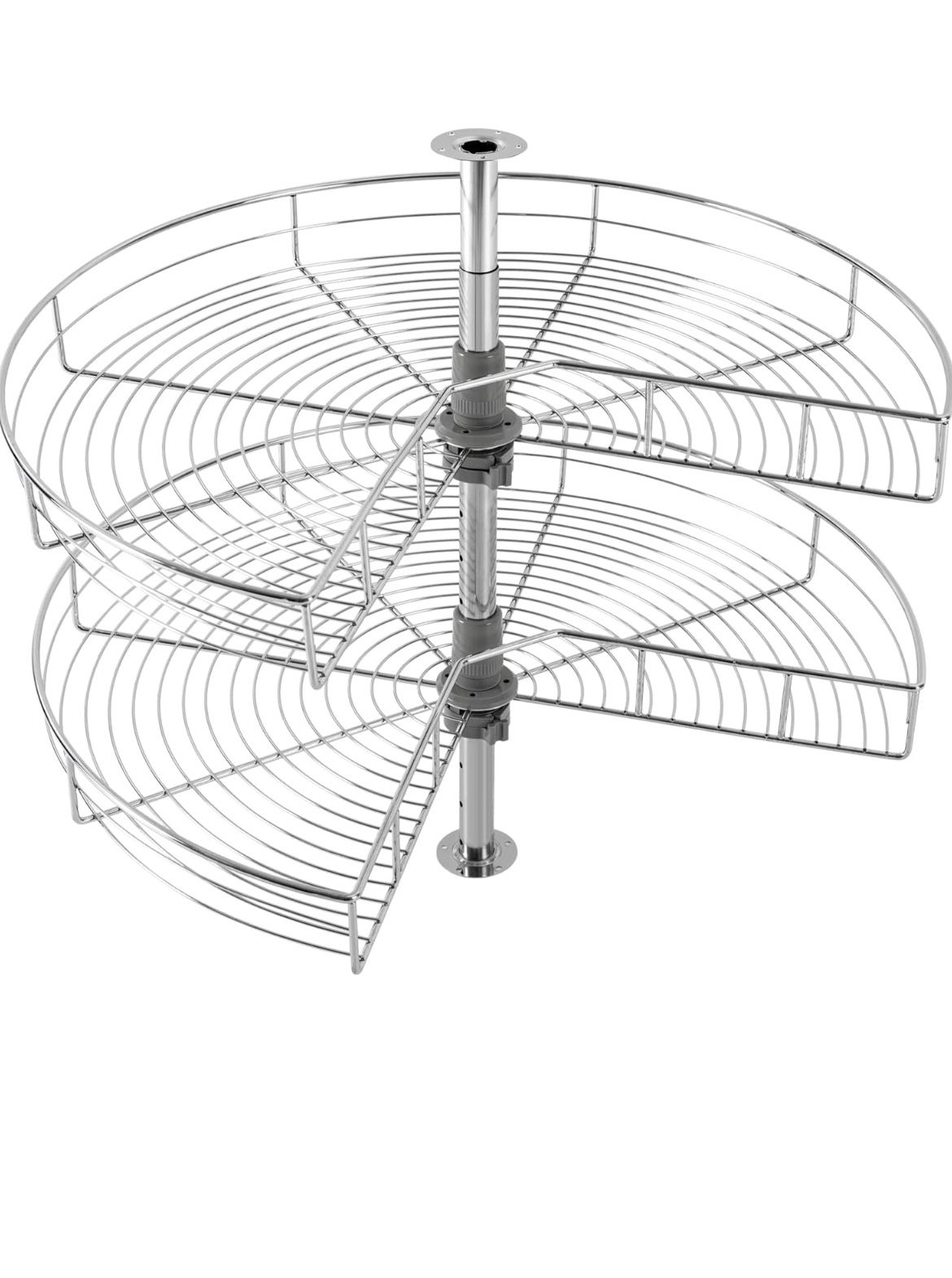 28" Wire Kidney Shaped Organizer,2 Tier Lazy Susan Kitchen Base Cabinet Mounted,270° Rotating Blind Corner Organizer Rack for Pantry Kitchen Cabinet (