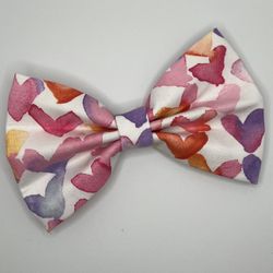 Watercolor Hearts Dog Bow Tie - Valentine’s Day Dog Bow Tie - Pet Accessories 