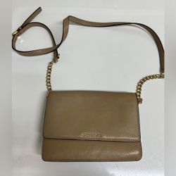 Michael Kors Double Gusset Leather Crossbody Tan Pocketbook