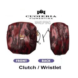 CUOIERIA FIORENTINA Rose WRISTLET HANDBAG Leather MAKEUP BAG