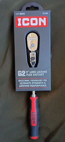 Brand new, Icon R1LKG G2 9" Long Locking Flex Ratchet 1/4 in DRIVE. Retail price is $49.99. Only $20
