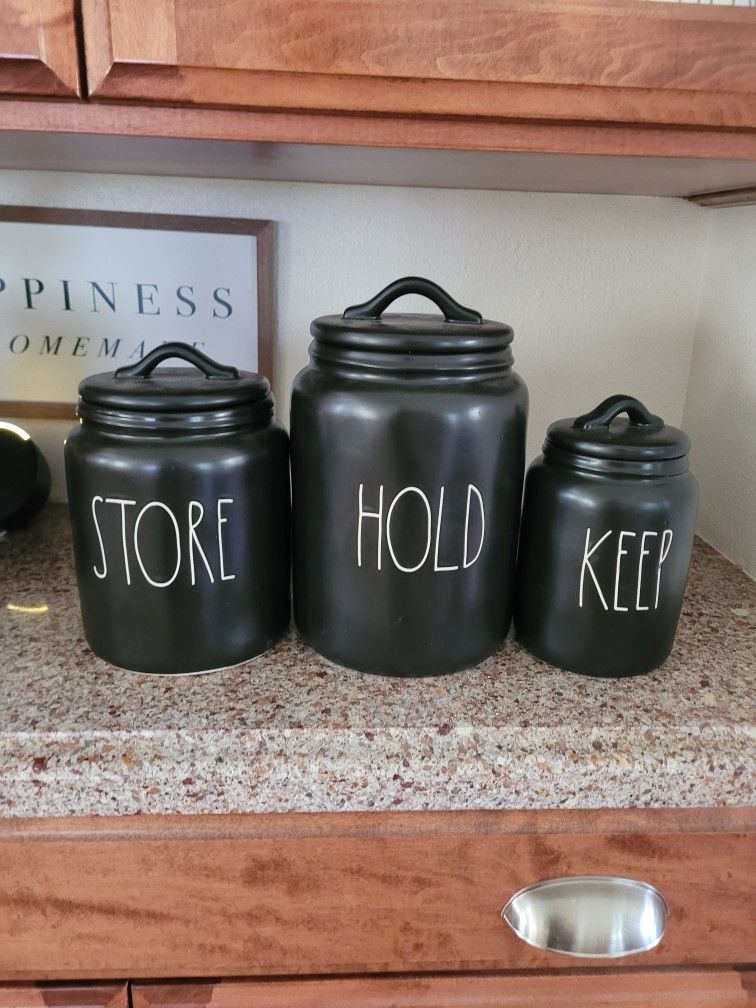 Rae Dunn Black Canisters 
