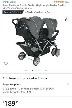 Graco DuoGlider Double Stroller | Lightweight Double Stroller with Tandem Seating, Glacier