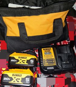 2 DeWalt Batteries W/ Charger & Med. Tool Bag