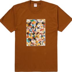 BRAND NEW SUPREME PILLS TEE SHIRT BROWN SIZE MEDIUM