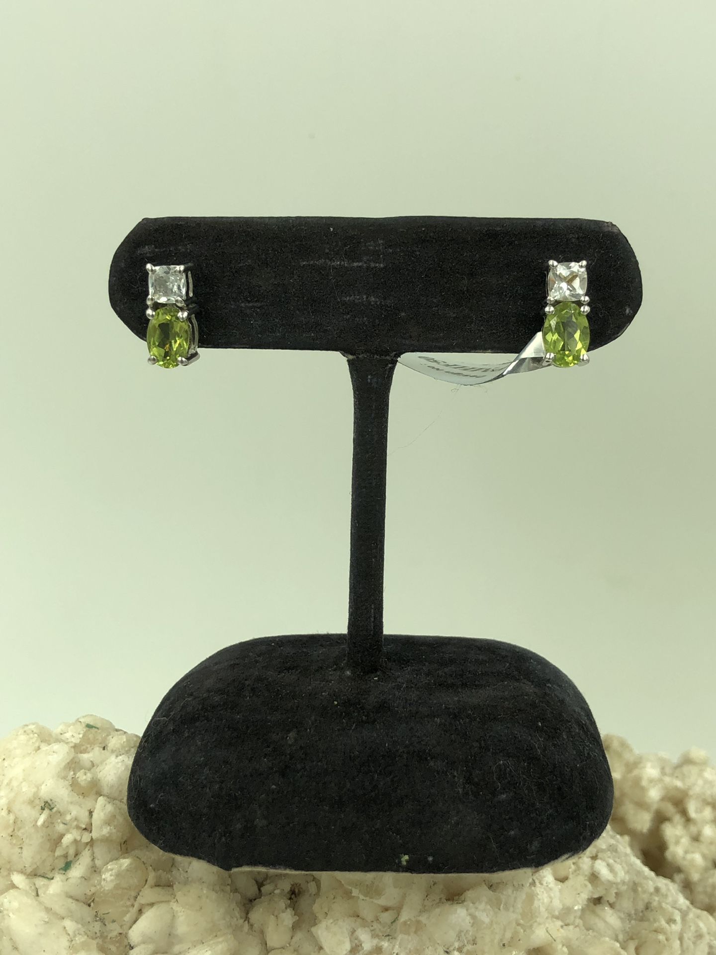 925 Sterling Silver Iolite & Clear Topaz Stud Earrings
