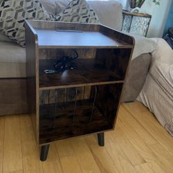Turntable Stand, Record Player Stand with Record Storage and Charging Station and USB 