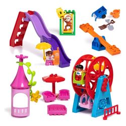 The Park Set Building Toy Kit By Plaii- Playground Building Blocks & Accessories Compatible With The Duplo Set- Colorful STEM Play Set For Toddlers 