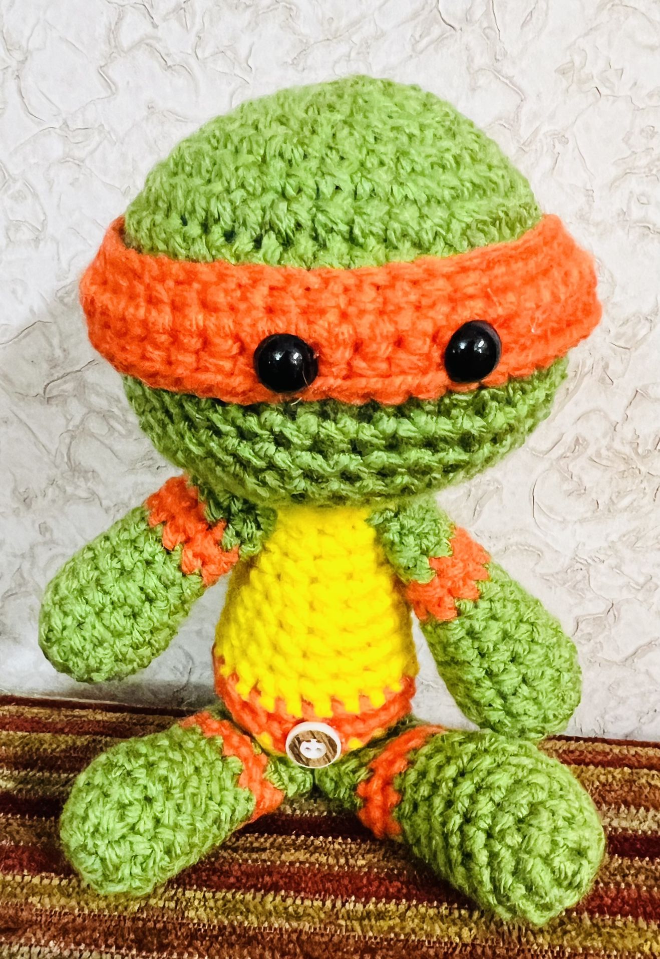 TMNT Teenage Mutant Ninja Turtle handmade Crochet Doll PLUSH figure toy MICHELANgelo