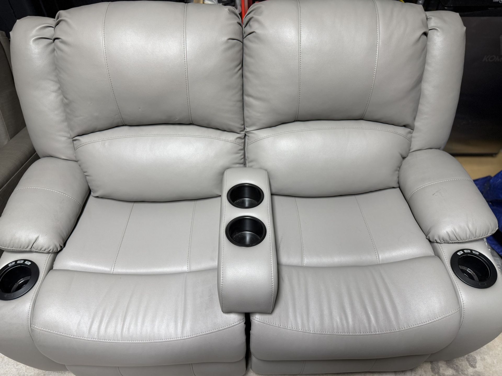 RecPro Charles 58" Powered Double RV Wall Hugger Recliner Sofa RV Loveseat