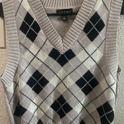 plaid knit sweater vest
