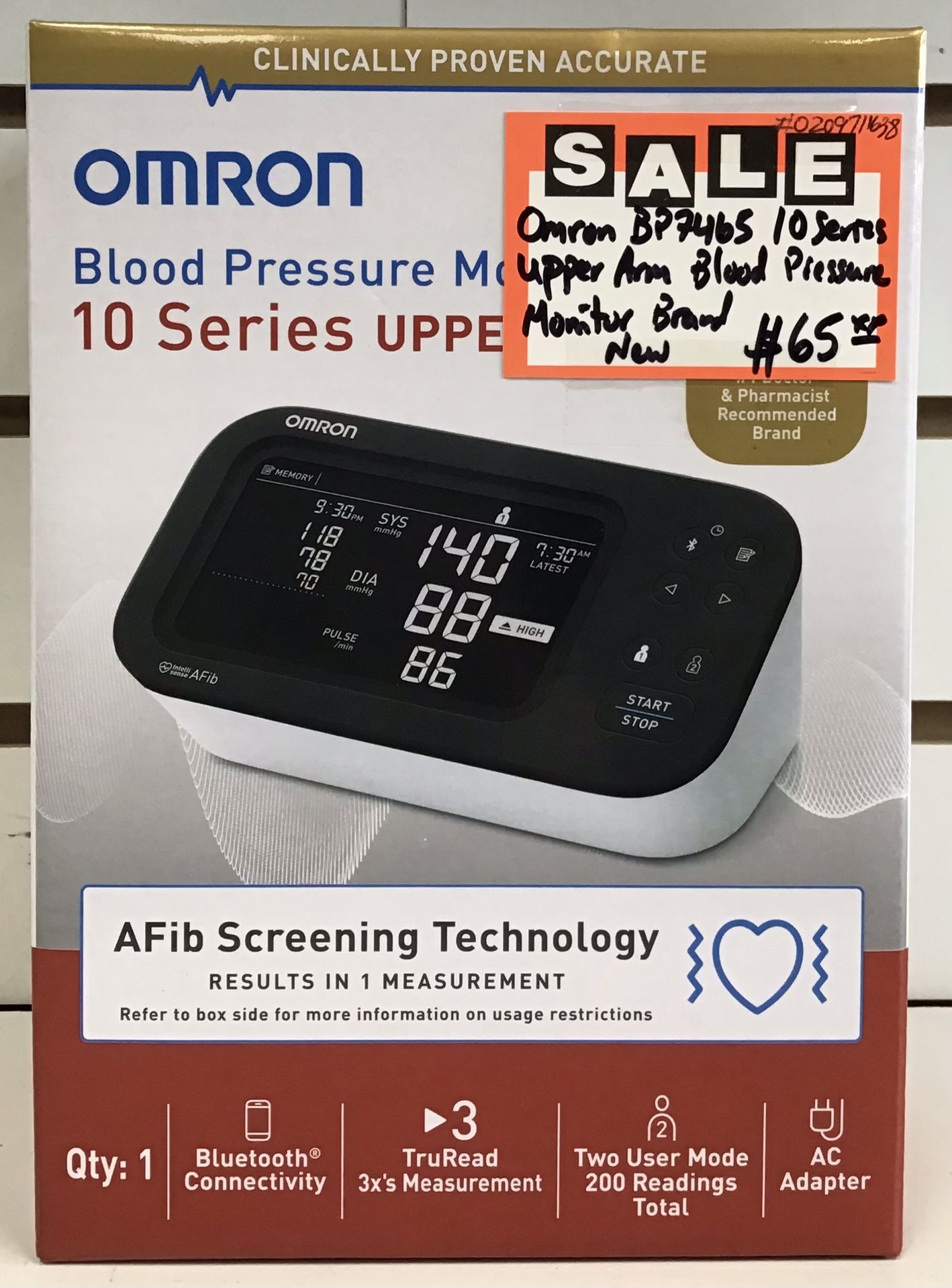 Omron BP7465 10 Series Upper Arm Blood Pressure Monitor Brand New